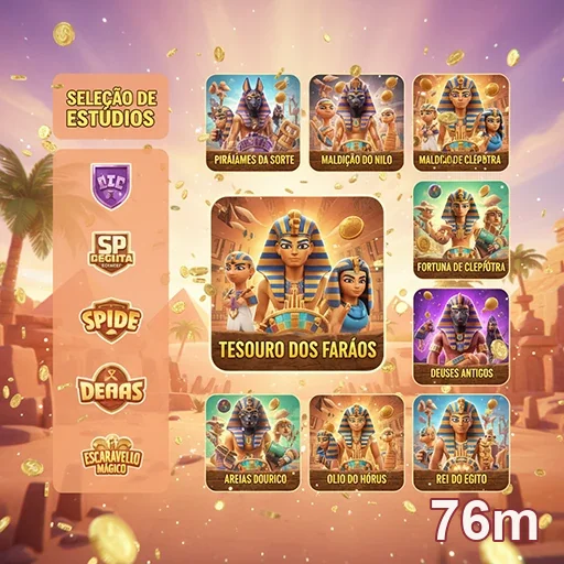 Visão do aplicativo 76m com jogos de slots móveis.