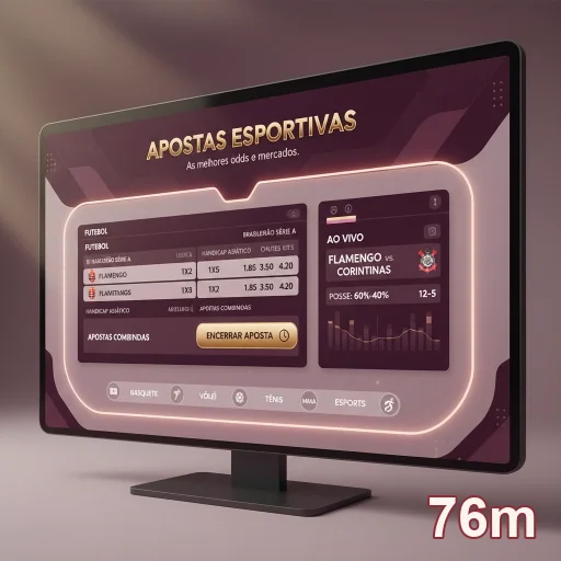 Tela do 76m mostrando apostas ao vivo em jogos de futebol.