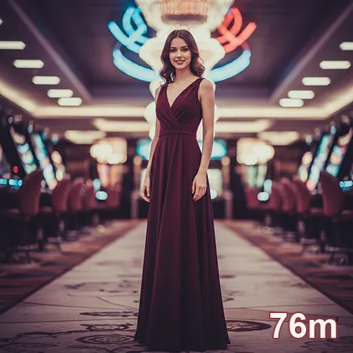 Usuária em ambiente de cassino com 76m.