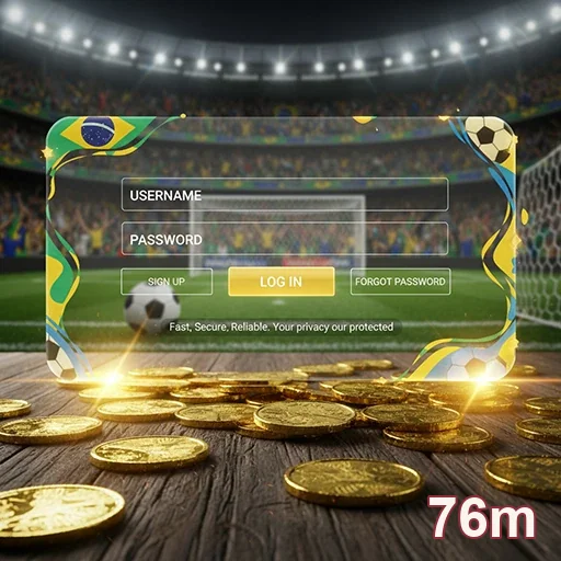 Tela de login para serviços VIP do 76m em ambiente esportivo.