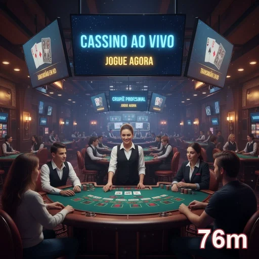 Imagens de jogadores e crupiê em cassino ao vivo na 76m.