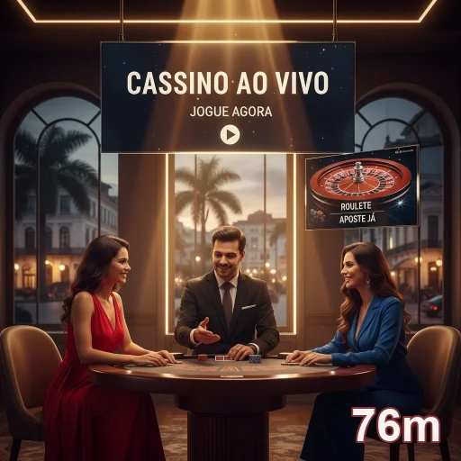 Jogadores em mesa de cassino ao vivo no 76m, interagindo.