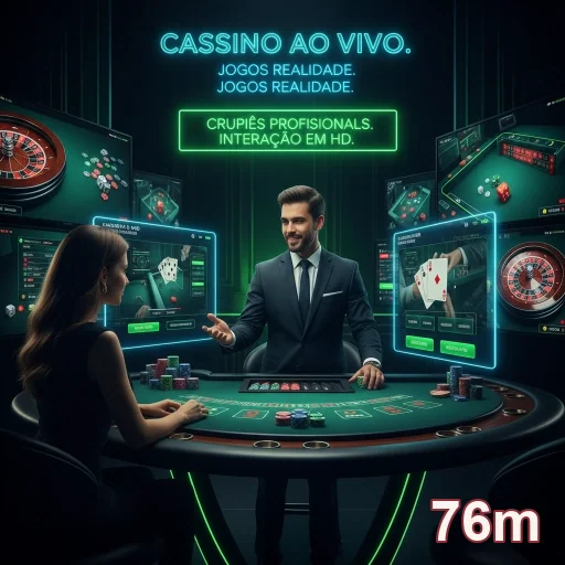 Jogador em cassino ao vivo da 76m interagindo com crupiês.