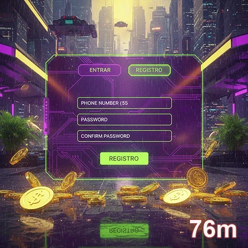 Imagem do portal de acesso do 76m com elementos de cassino.