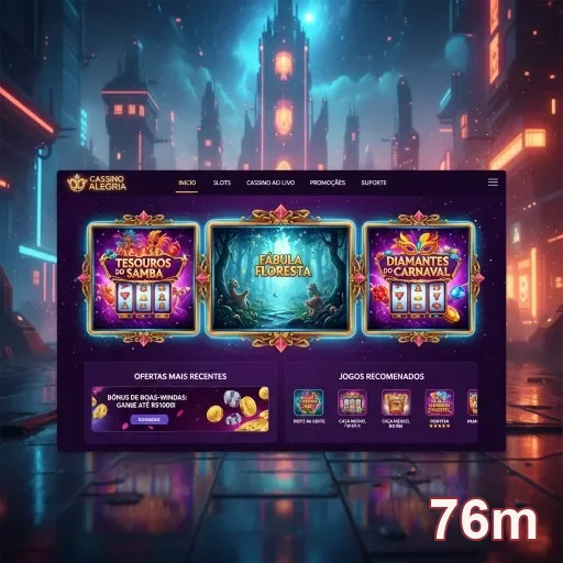 Interface VIP do 76m com jogos de slots em destaque.