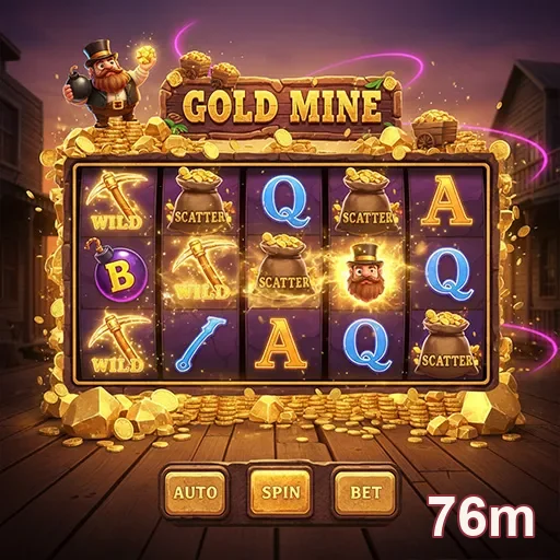 Tela do jogo Gold Mine no aplicativo 76m com interface amigável.