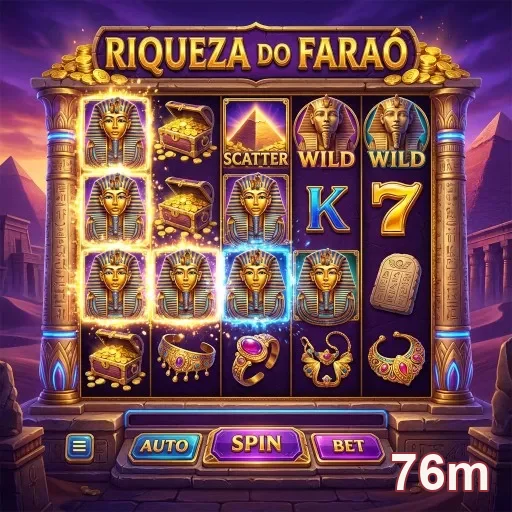 Interface da slot 'Riqueza do Faraó' da 76m.