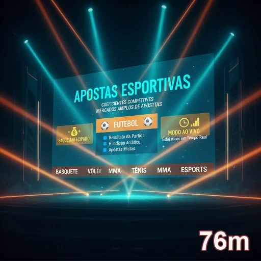 Tela de aposta esportiva do site 76m com destaque para futebol.