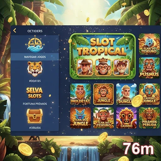 Jogos de slot na 76m com tema tropical e personagens divertidos.