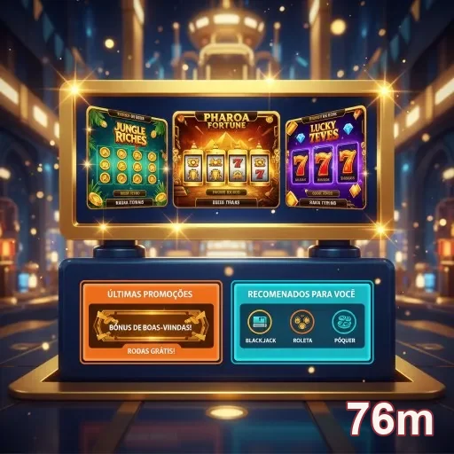 Tela de cassino online da 76m, com jogos e promoções.